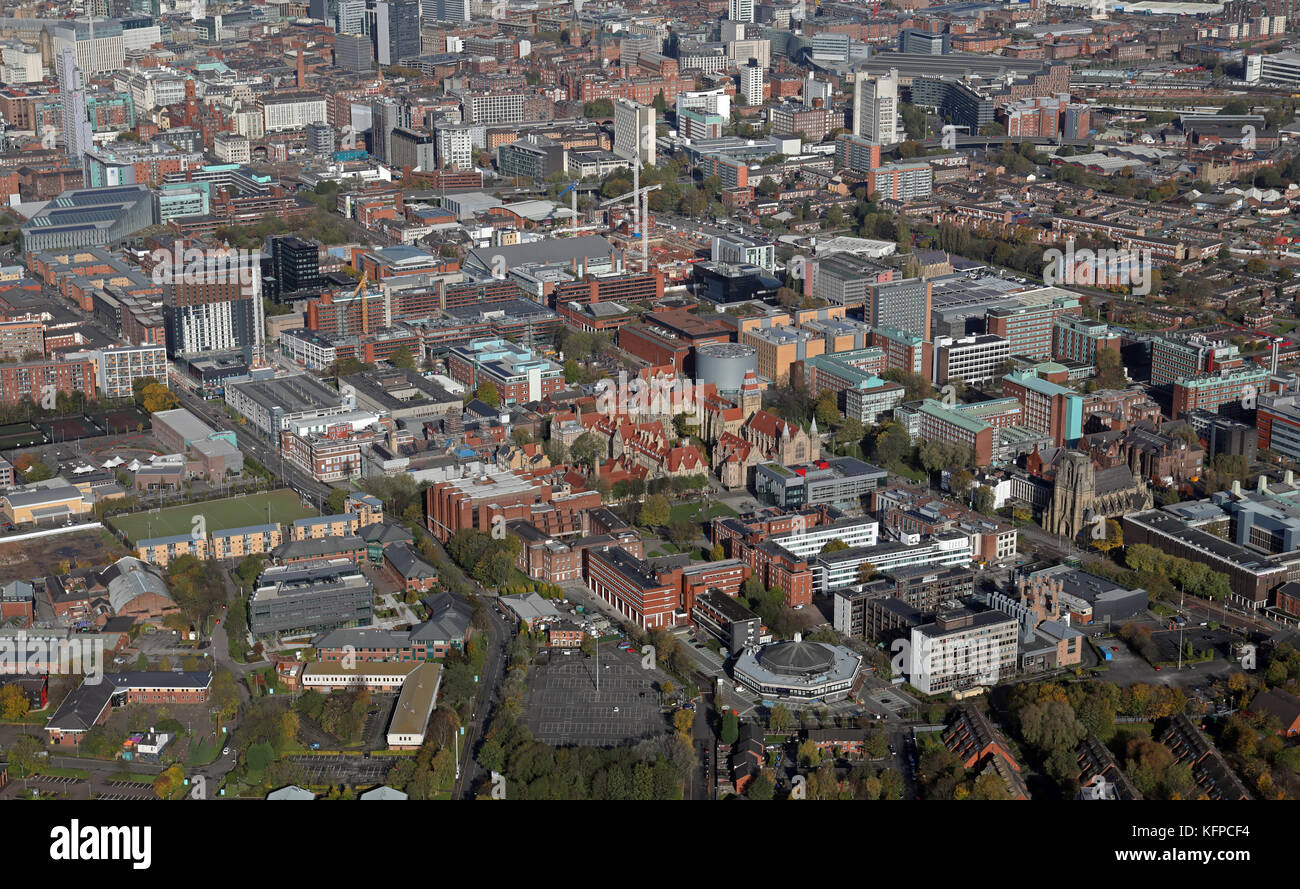 Luftaufnahme von der Universität von Manchester, England, Großbritannien Stockfoto