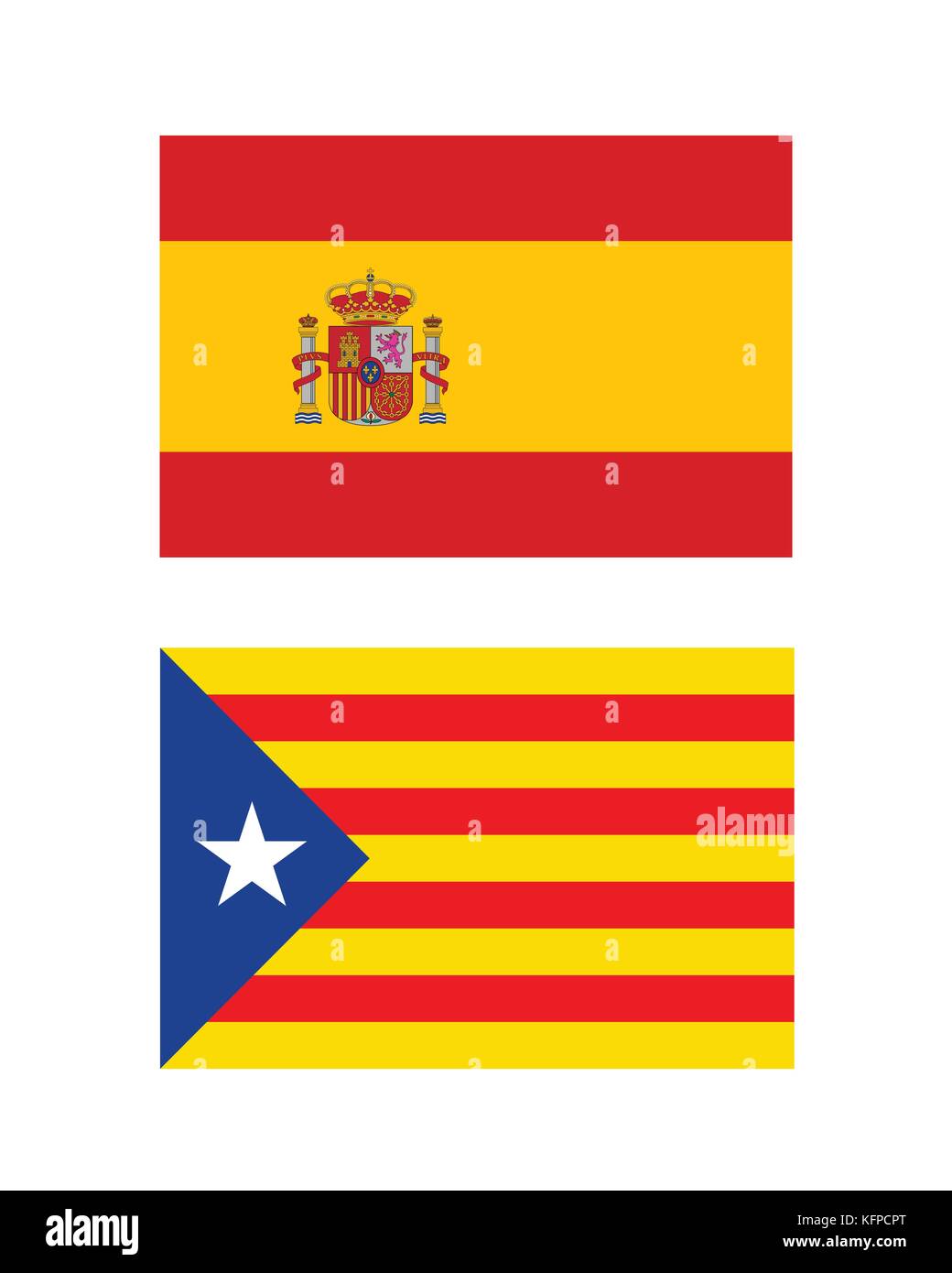 Spanien und Katalonien Fahnen Stock Vektor