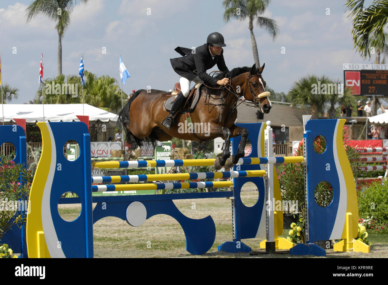 William Lowry (USA) Reiten Rio Corde, Winter Equestrian Festival, Wellington, Florida, März 2007. Stockfoto