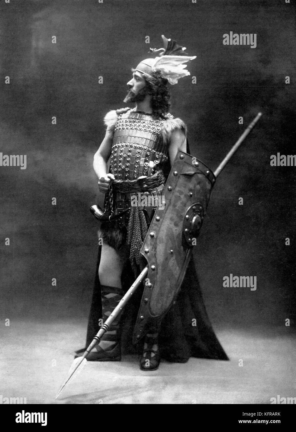 Götterdämmerung [der Götterdämmerung von Richard Wagner, vierte Oper "Der Ring des Nibelungen (Der Ring des Nibelungen) Zyklus. Mit Dolmores in der Rolle des Siegfried. Am Théâtre du Chateau d'Eau, Paris, Frankreich, 1902 durchgeführt. RW: deutsche Komponist & Autor, 22. Mai 1813 - vom 13. Februar 1883. Stockfoto