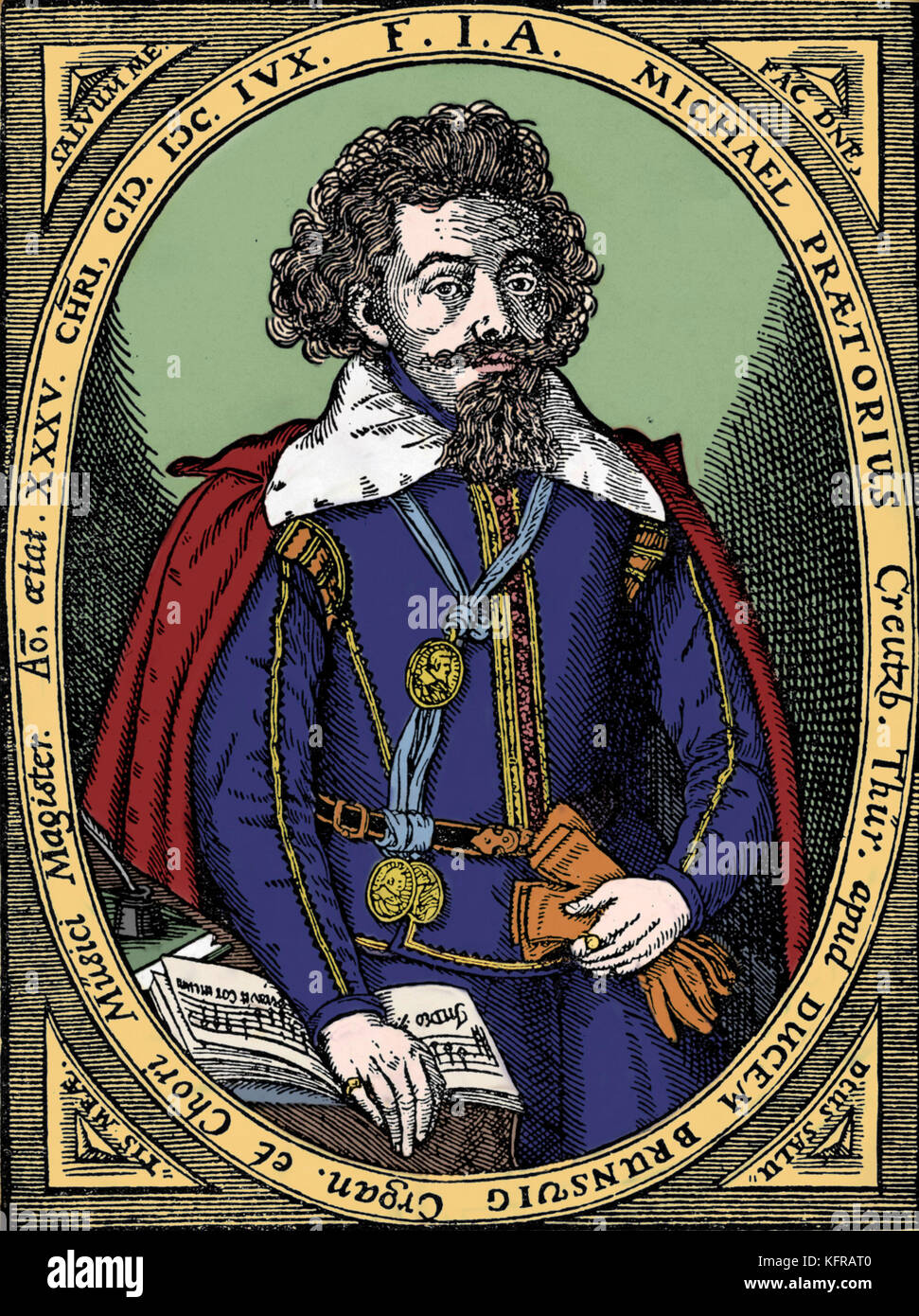Michael Praetorius, 1571-1621. Die größten Meister der Evangelischen Kirche Musik und die bedeutendsten Schriftsteller auf die Musik seiner Zeit. Dirigent des Orchesters an den Hof von Sachsen. Stockfoto