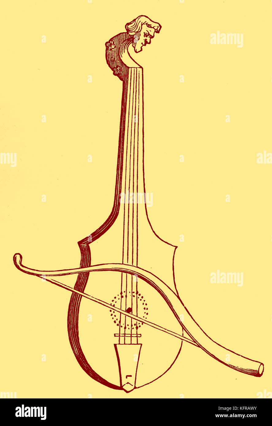 Rebec, aus dem sechzehnten Jahrhundert Abbildung. Die rebec ist ein Neigte string Musikinstrument mit zwischen einem und fünf Saiten. Es war besonders beliebt während des fünfzehnten und sechzehnten Jahrhundert. Stockfoto