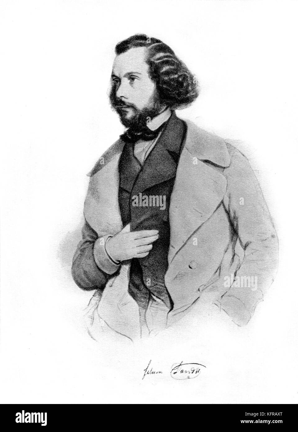 Félicien David - Porträt von Prinzhofer. Der französische Komponist, 1810-1876. Stockfoto