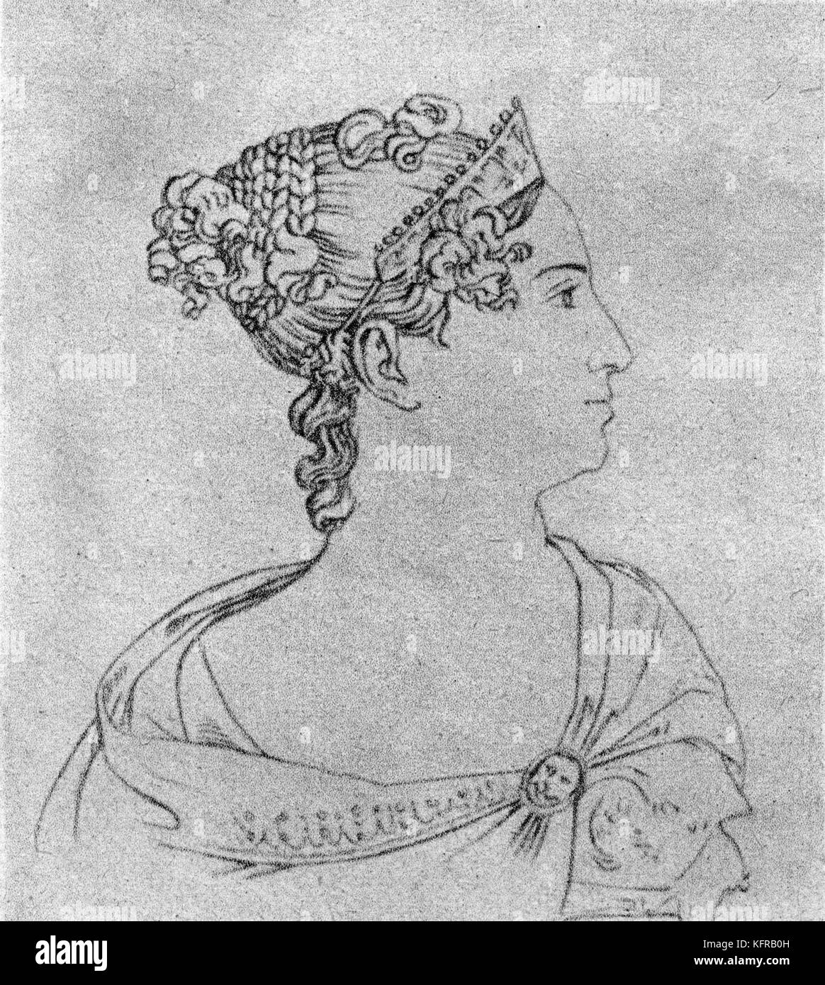 Isabella Colbran, Profil Portrait im klassischen Stil. Isabella Colbran verheiratet Rossini im Jahre 1822. Sie schuf führenden Sopran Rollen in einer Reihe von seinen Opern. Spanisch Sopran, 2. Februar 1785 bis 7. Oktober 1845. Stockfoto