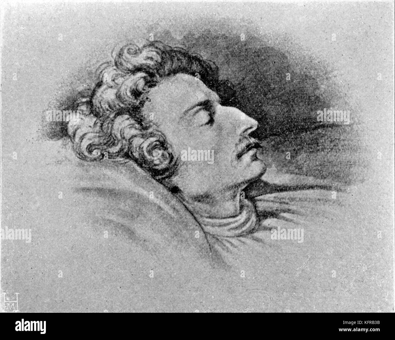 Ludwig Schuncke - auf seinem Sterbebett. Deutsche Pianist und Komponist, 21. Dezember 1910 - vom 7. Dezember 1834. Schumann Verbindung. Stockfoto
