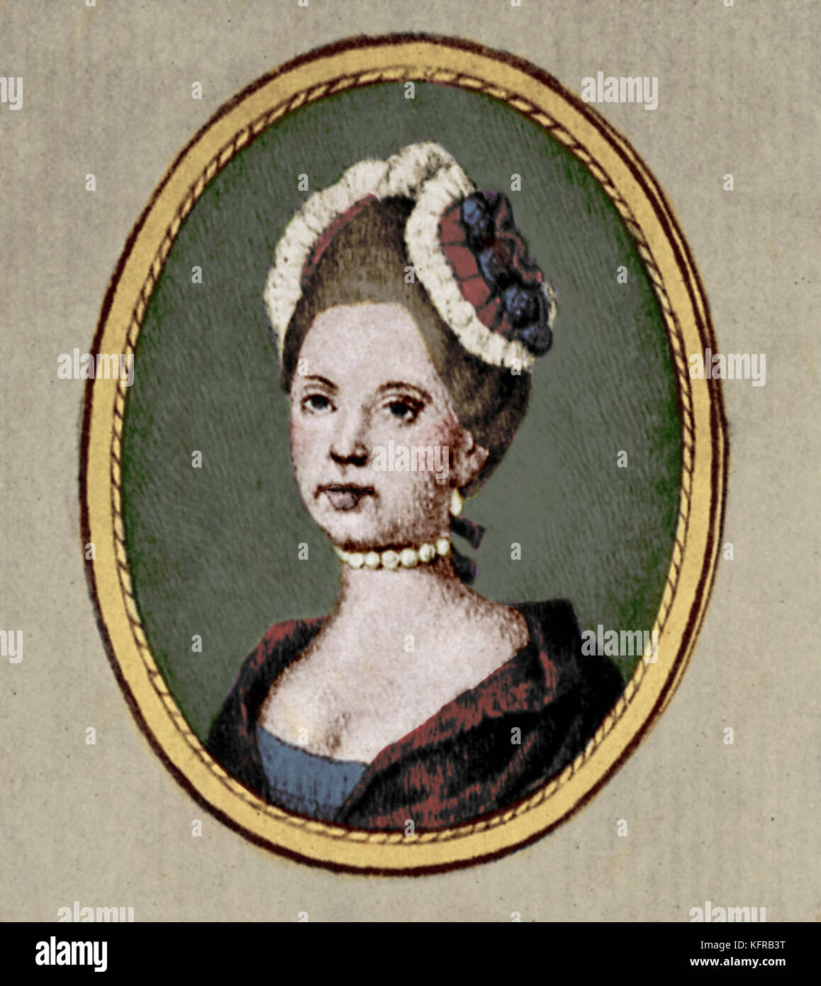 Konstanze/Bodensee/Konstanz Weber, Ehefrau von Wolfgang Amadeus Mozart - Miniatur portrait. Der oesterreichische Komponist, 1756-1791 geboren Constanze Weber Stockfoto