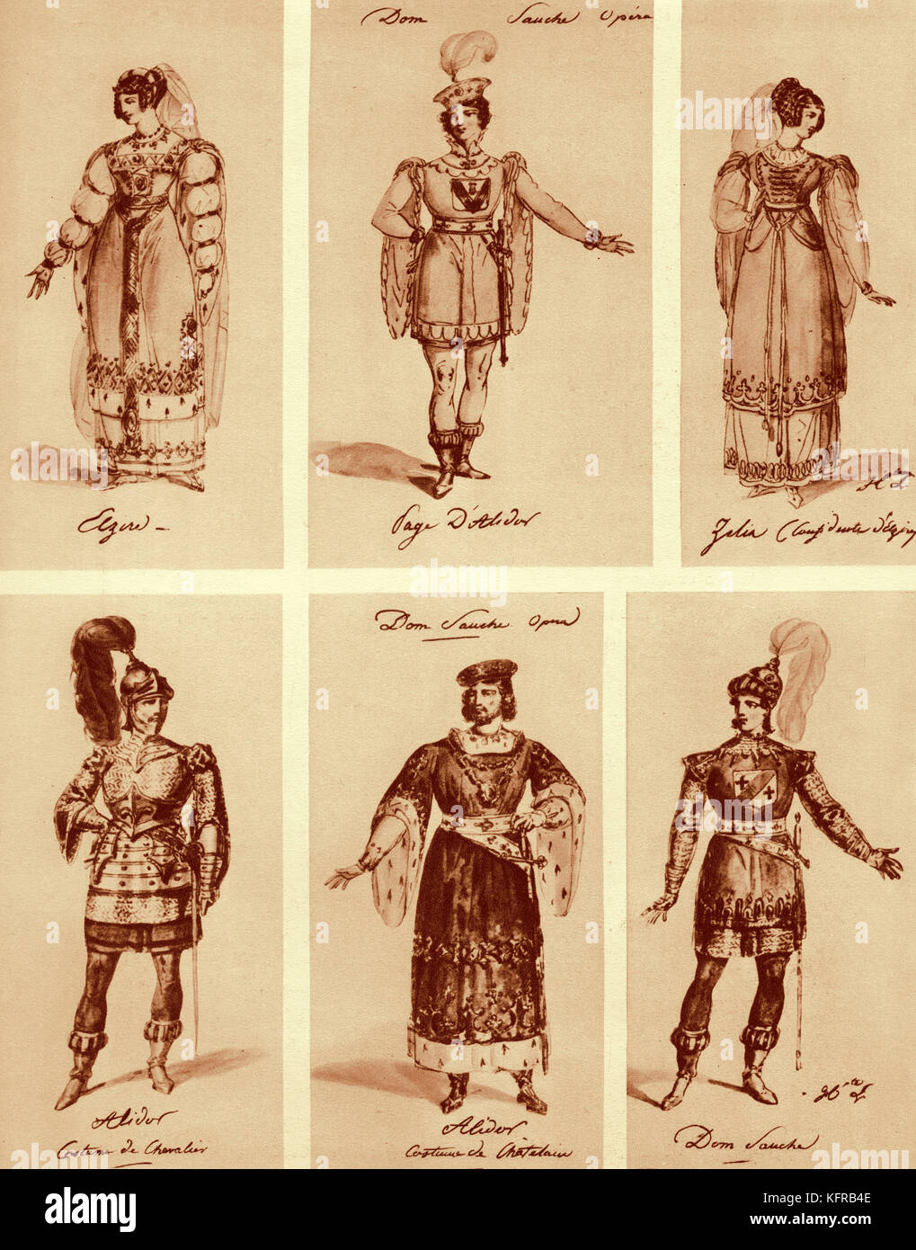 Franz Vornehmheiten Don Sanche ou le Chateau D'Amour - Kostüme Designs von Hippolyte Lecomte. Oper komponiert 1824-25, mit Libretto von Théaulon und de Rancé, basiert auf der Geschichte von Jean-Pierre Claris de Florian. FL: ungarische Pianist und Komponist, 22. Oktober 1811 - vom 31. Juli 1886. Stockfoto