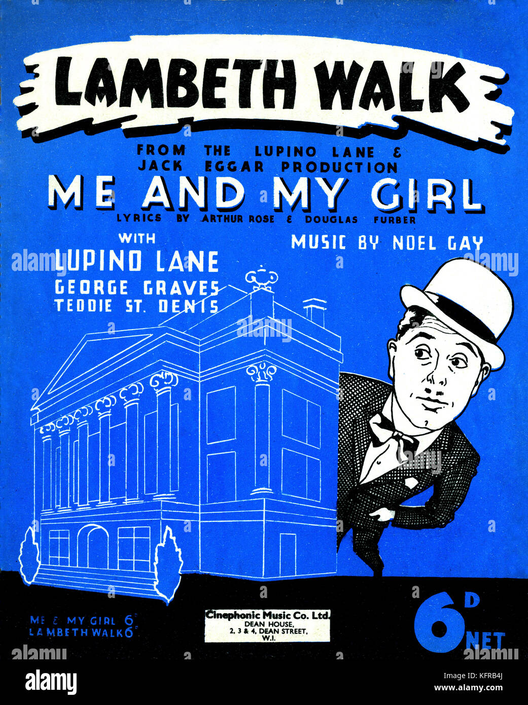 Lambeth Walk-Score, 1937. Song aus dem Musical Mich und Meine Mädchen, Musik von Noel Gay, und Lyrics von Arthur Rose & Doublas Furber. Cinophonic Musik, London. 1937. Stockfoto