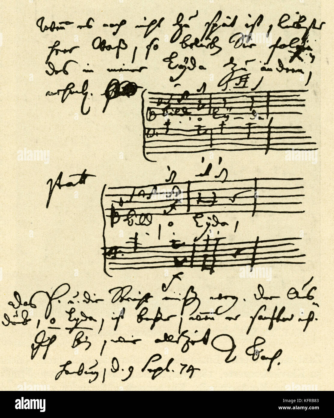 Brief von CPE Bach bis JH Voss, deutscher Dichter und Herausgeber der Musenalmanach, über Änderungen seiner Komposition "Lyda' gemacht. Carl Philipp Emanuel Bach: März 1714 - Dezember 1788 Johann Heinrich Voss: Februar 1751 - März 1826 Stockfoto Brief von CPE Bach bis JH Voss, deutscher Dichter und Herausgeber der Musenalmanach, über Änderungen seiner Komposition "Lyda' gemacht. Carl Philipp Emanuel Bach: März 1714 - Dezember 1788 Johann Heinrich Voss: Februar 1751 - März 1826 Stockfoto