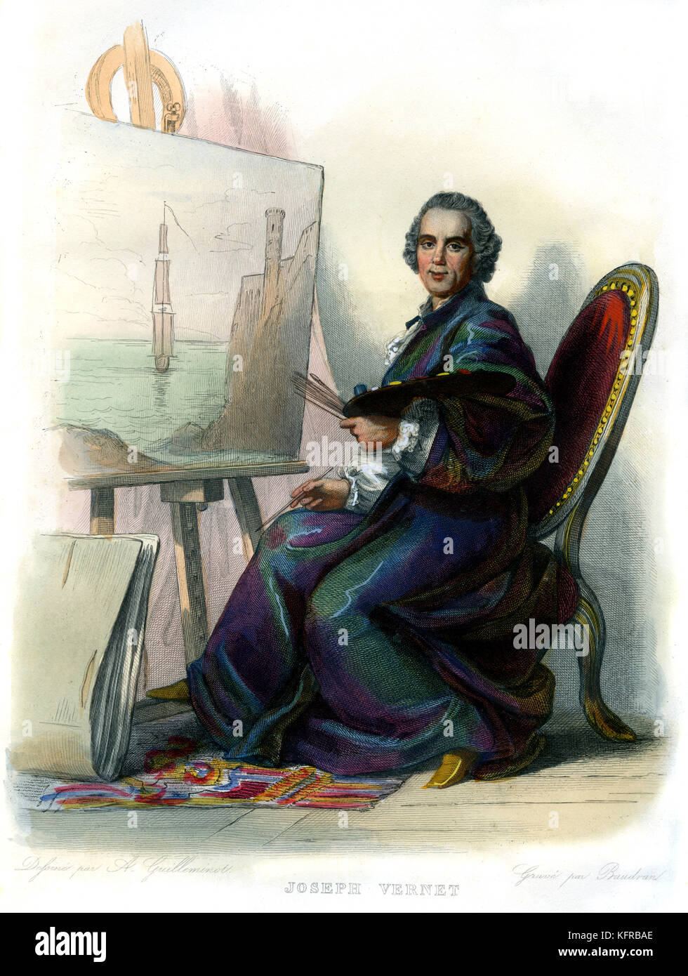 Claude-Joseph Vernet. Französische Maler. 1714 - 1789. Kupferstich von E.-L. Baudran. Stockfoto