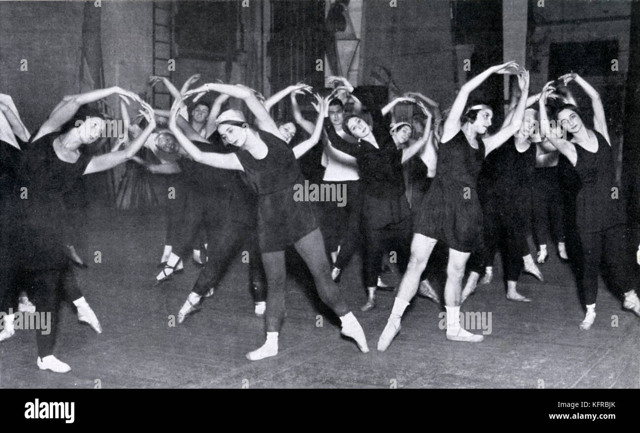 Mitglieder der Diaghilev Ballett an der Probe im Jahre 1925. Stockfoto