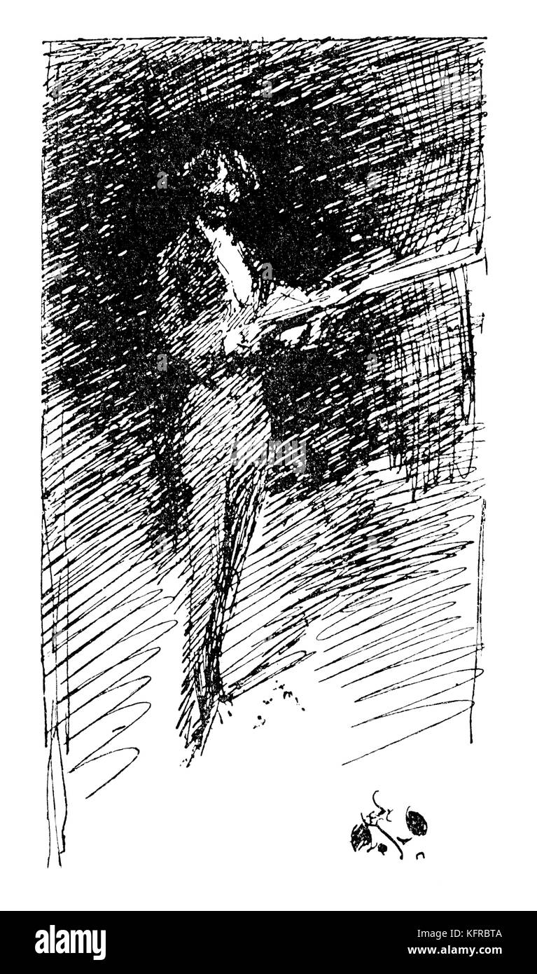 Pablo de Sarasate Zeichnung von James McNeill Whistler 1834 - 1903. PdS: Spanische Geiger und Komponist, 10. März 1844 - 20. September 1908. Stockfoto