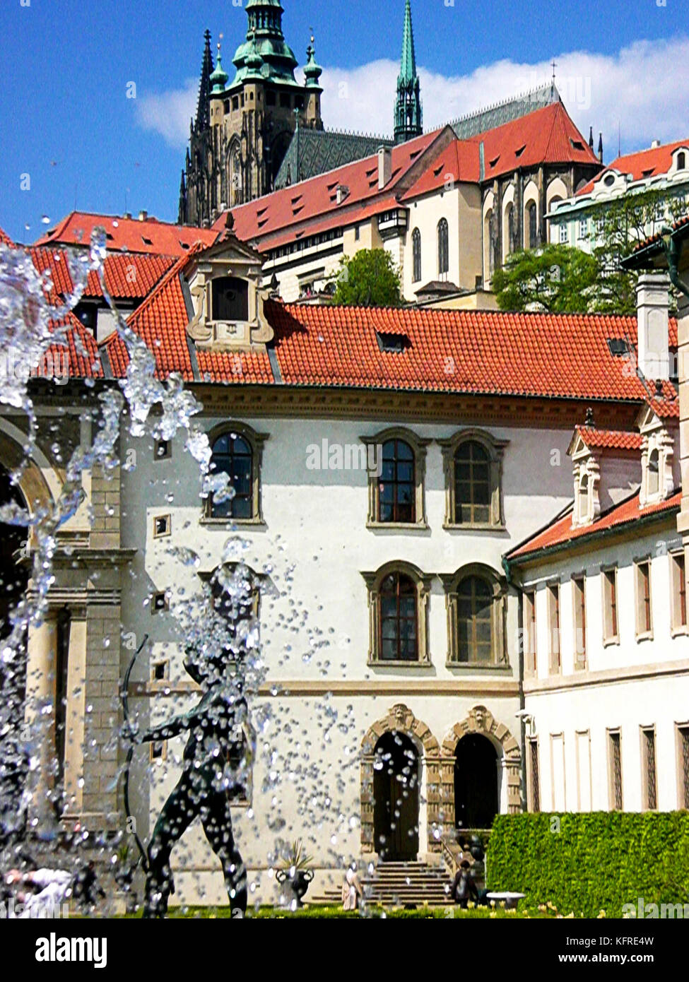 Waldstein Palast in Prag. Der Tschechischen Republik. Prager Sehenswürdigkeiten. Terrasse und Springbrunnen Stockfoto
