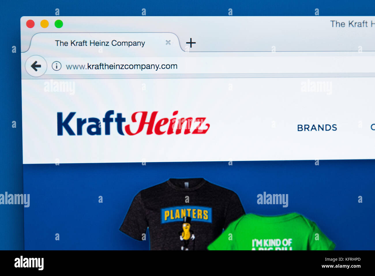 LONDON, UK, 21. Oktober 2017: Die Homepage der offiziellen Website für die Kraftpapier Heinz Unternehmen - die amerikanische Food Company, am 21. Oktober 2017. Stockfoto