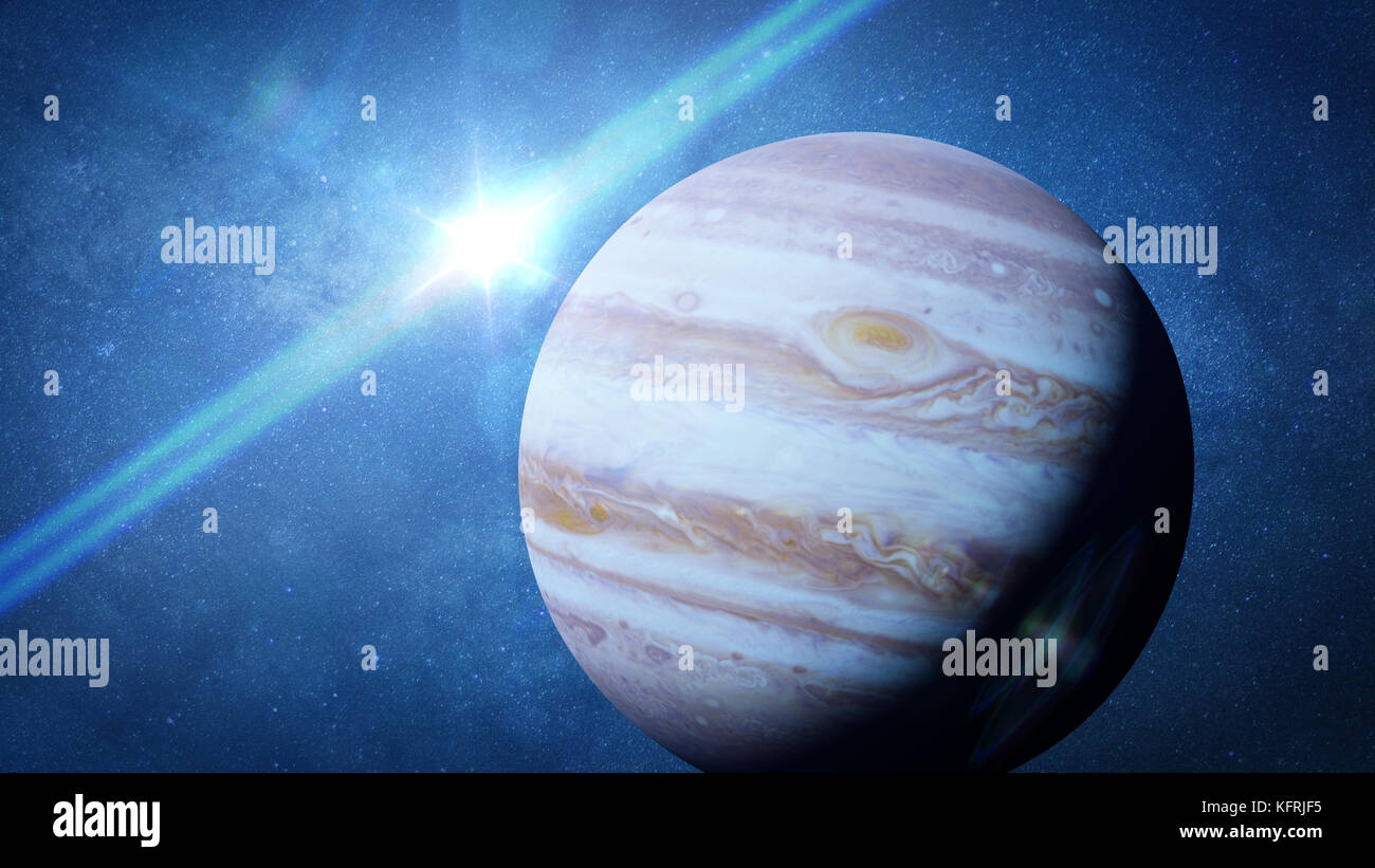 Planet Jupiter die Sonne und die Sterne Stockfoto