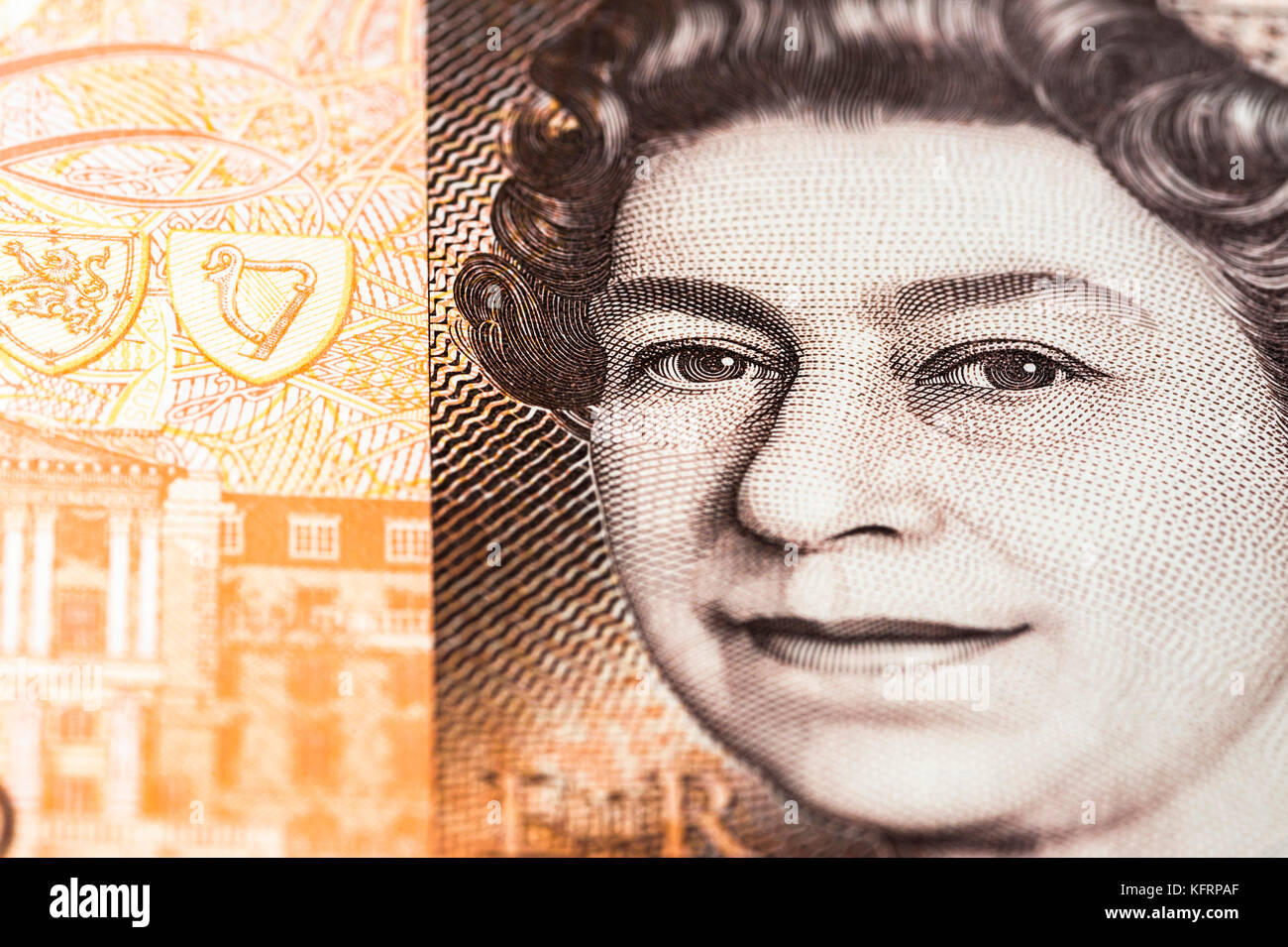 London, England - Oktober, 24: Detailansicht der neue britische 10-lbs-Hinweis, mit einem Porträt von Jane Austen. Stockfoto