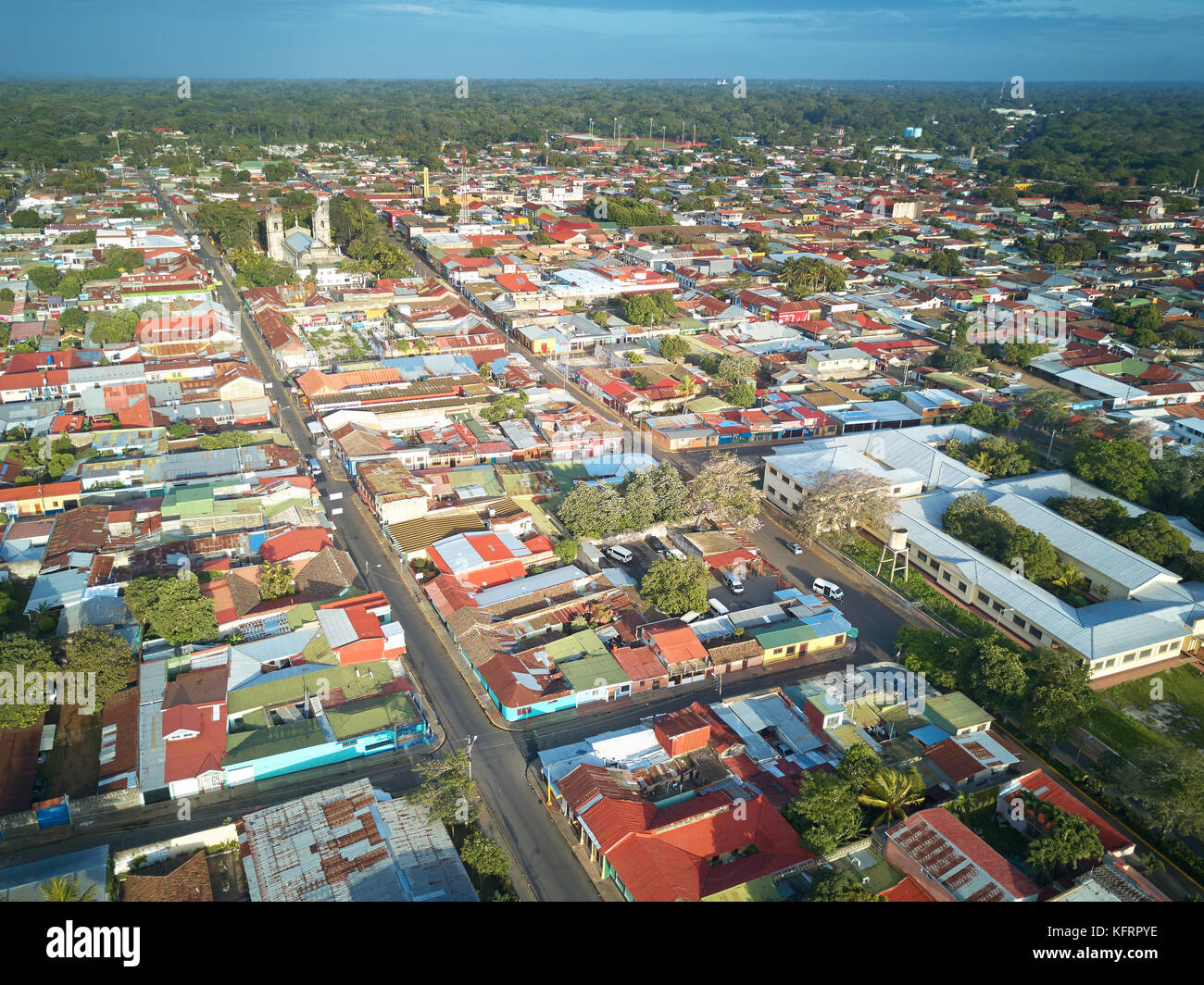 Landschaft von jinotepe Stadt Blick von oben auf den Sonnenaufgang Stockfoto