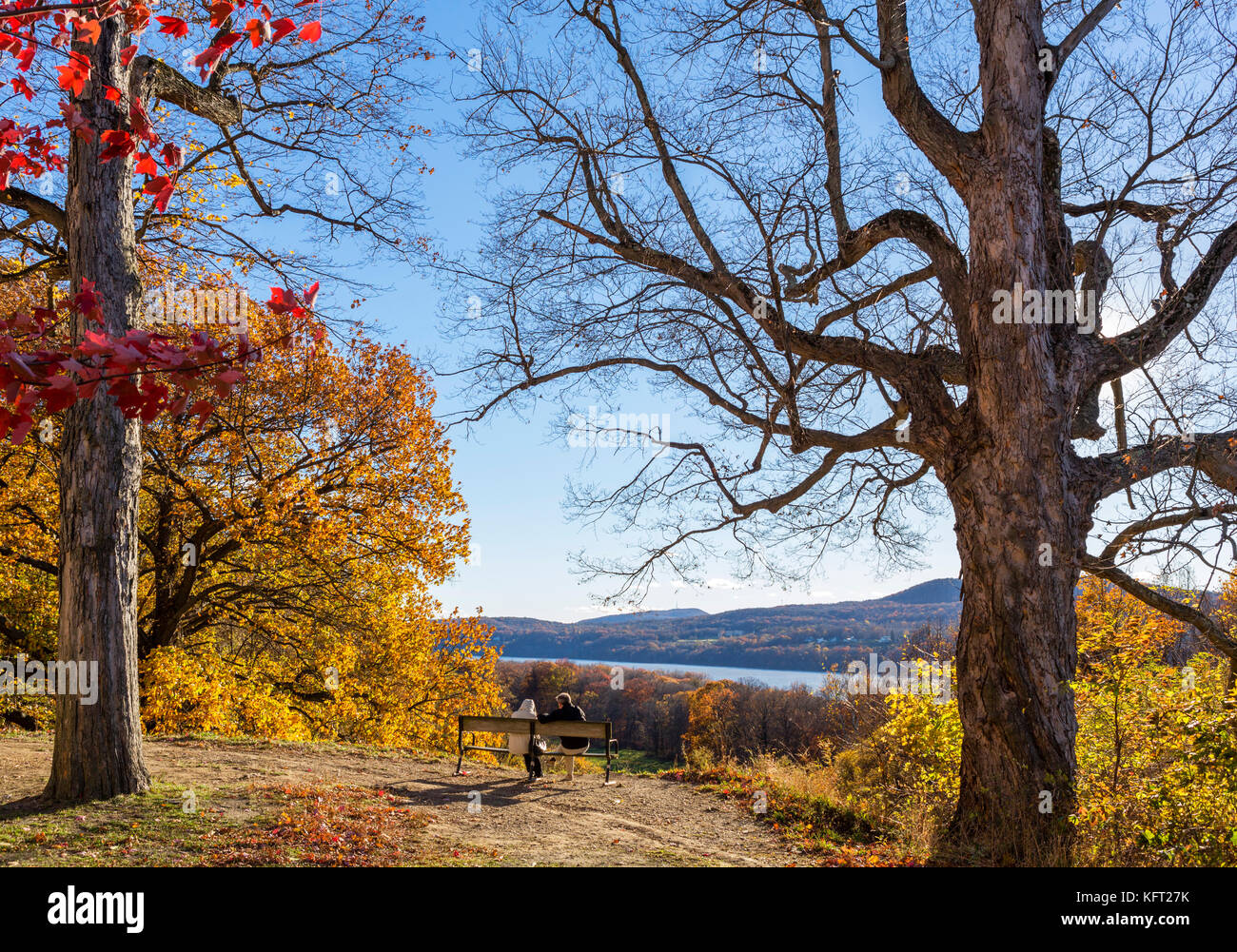 Hudson River gesehen von der Vanderbilt Mansion National Historic Site, Hyde Park, New York State, USA Stockfoto