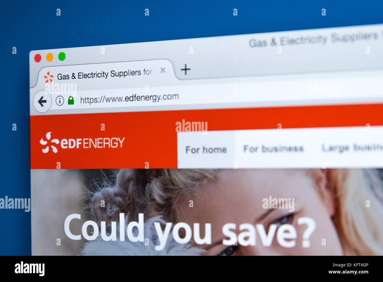 London, UK, 17. Oktober 2017: Die Homepage der offiziellen Webseite von EDF Energy, das britische Energieunternehmen, das am 17. Oktober 2017. Stockfoto