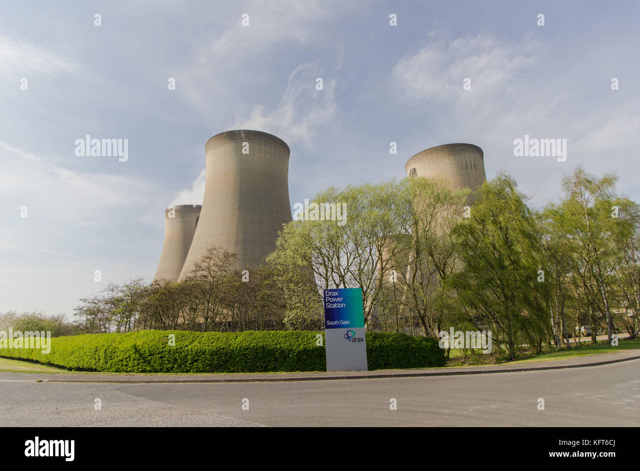 Kohlekraftwerk Drax aus South Gate Eingang Stockfoto