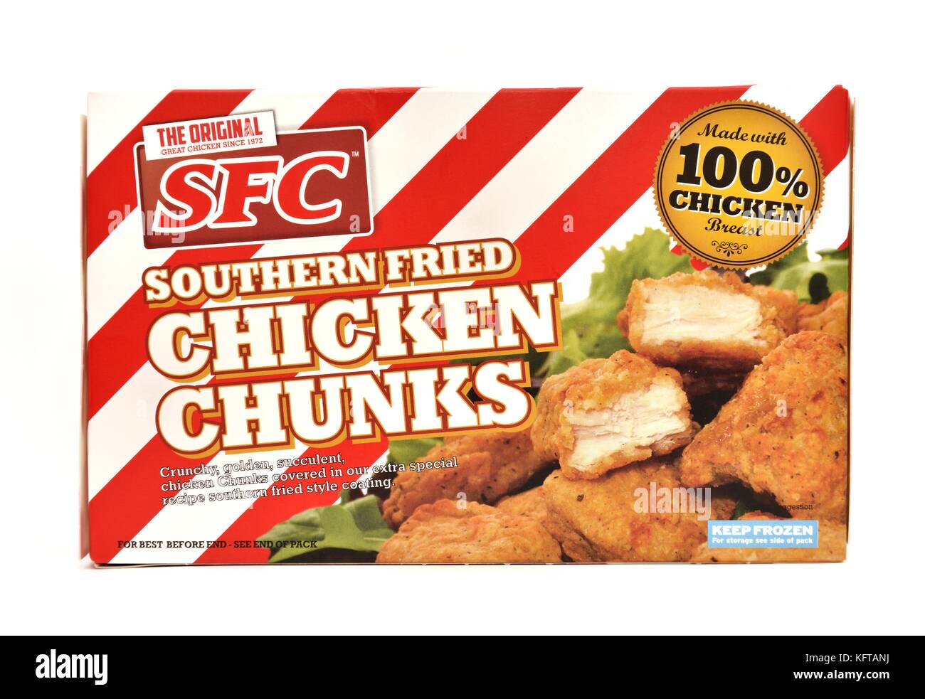 SFC gefroren Southern Fried Chicken Chunks Stockfoto