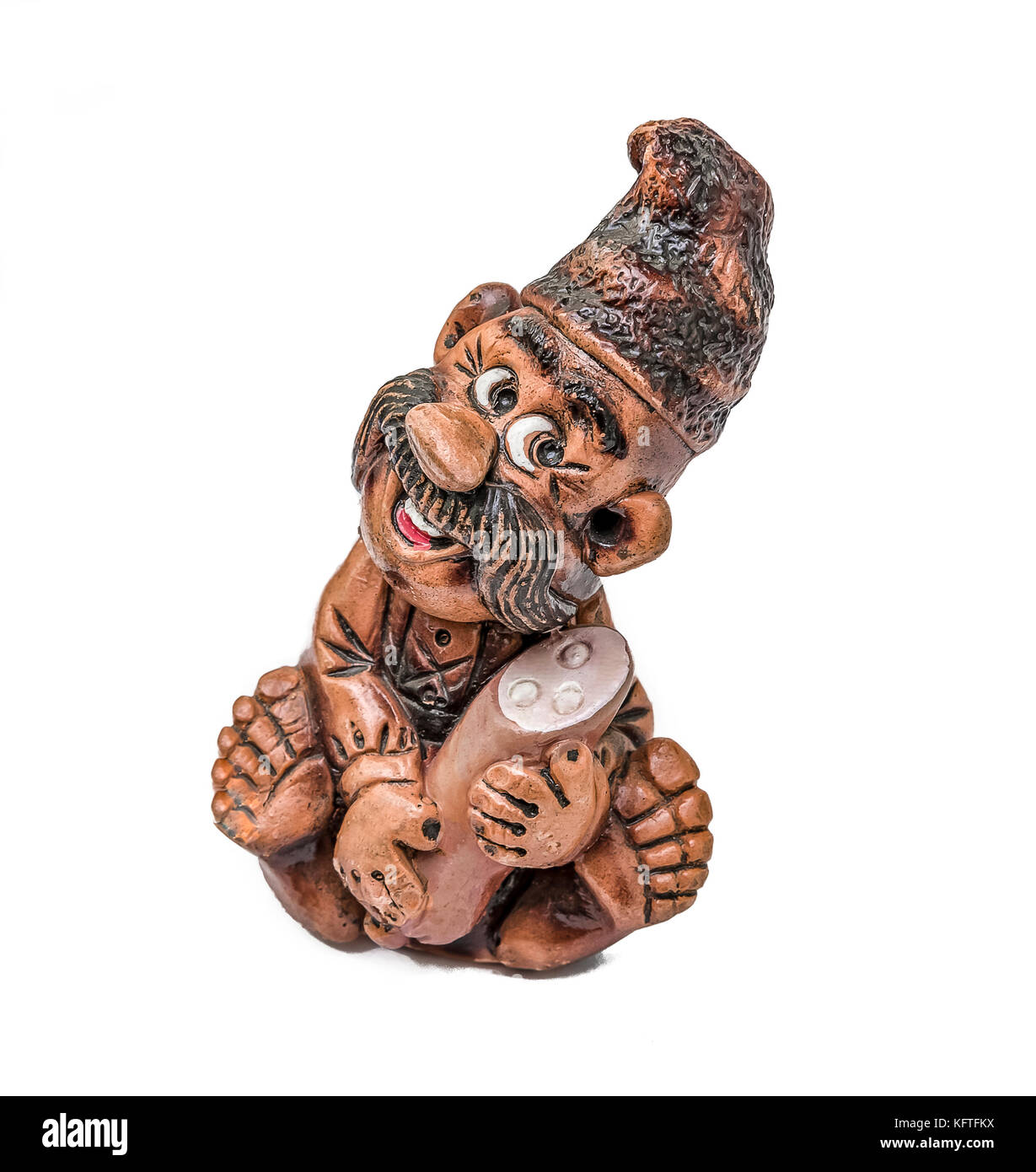 Traditionelle ukrainische Kosaken mit Wurst in der hand Statuette Stockfoto