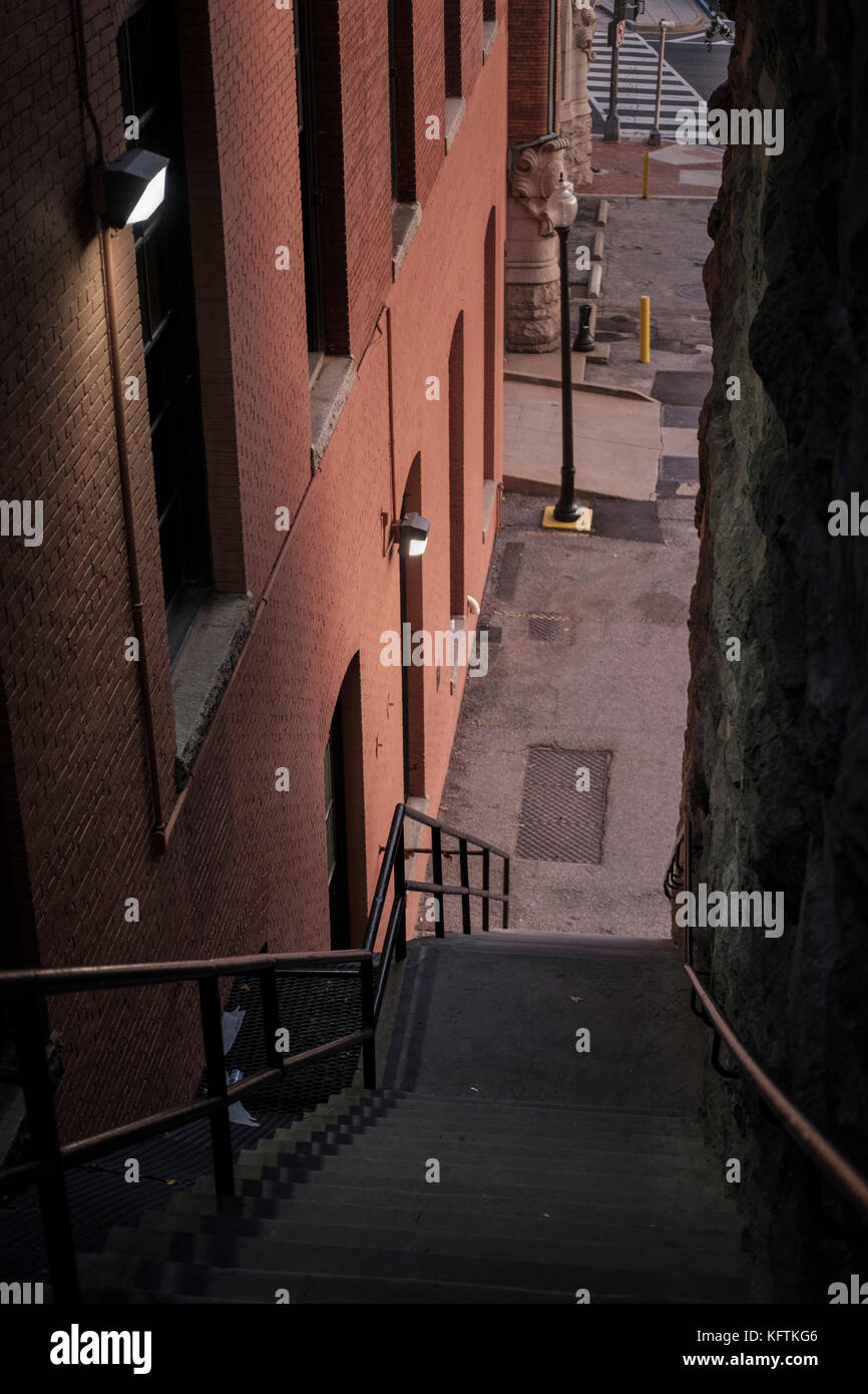 Der Exorzist Treppe, Treppe film Lage für den Film Der Exorzist, Prospect ST NW in Georgetown, Washington D.C., Vereinigte Staaten von Amerika, USA. Stockfoto
