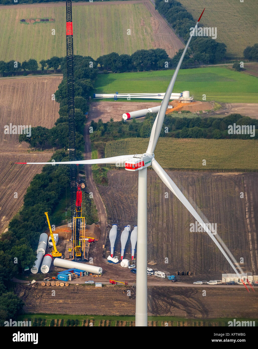 In Schermbeck an der Stadtgrenze zu Dorsten entstehen Windkraftanlagen, alternative Energien, regenerative Energien, Windturbinenbaukasten, Dorsten Stockfoto