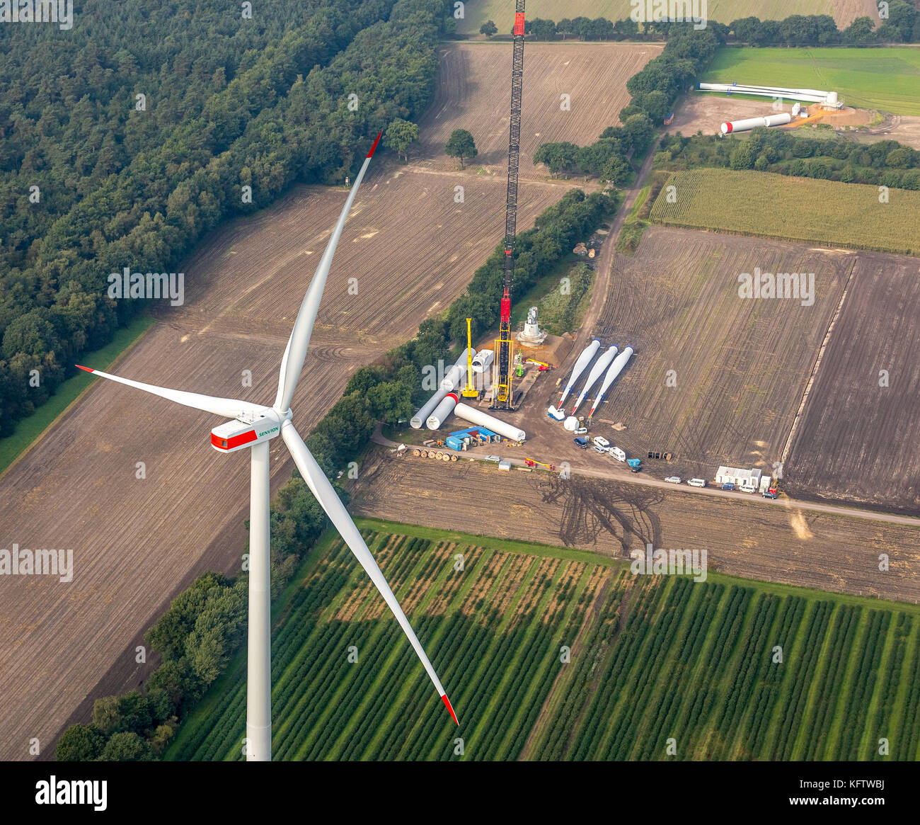 In Schermbeck an der Stadtgrenze zu Dorsten entstehen Windkraftanlagen, alternative Energien, regenerative Energien, Windturbinenbaukasten, Dorsten Stockfoto