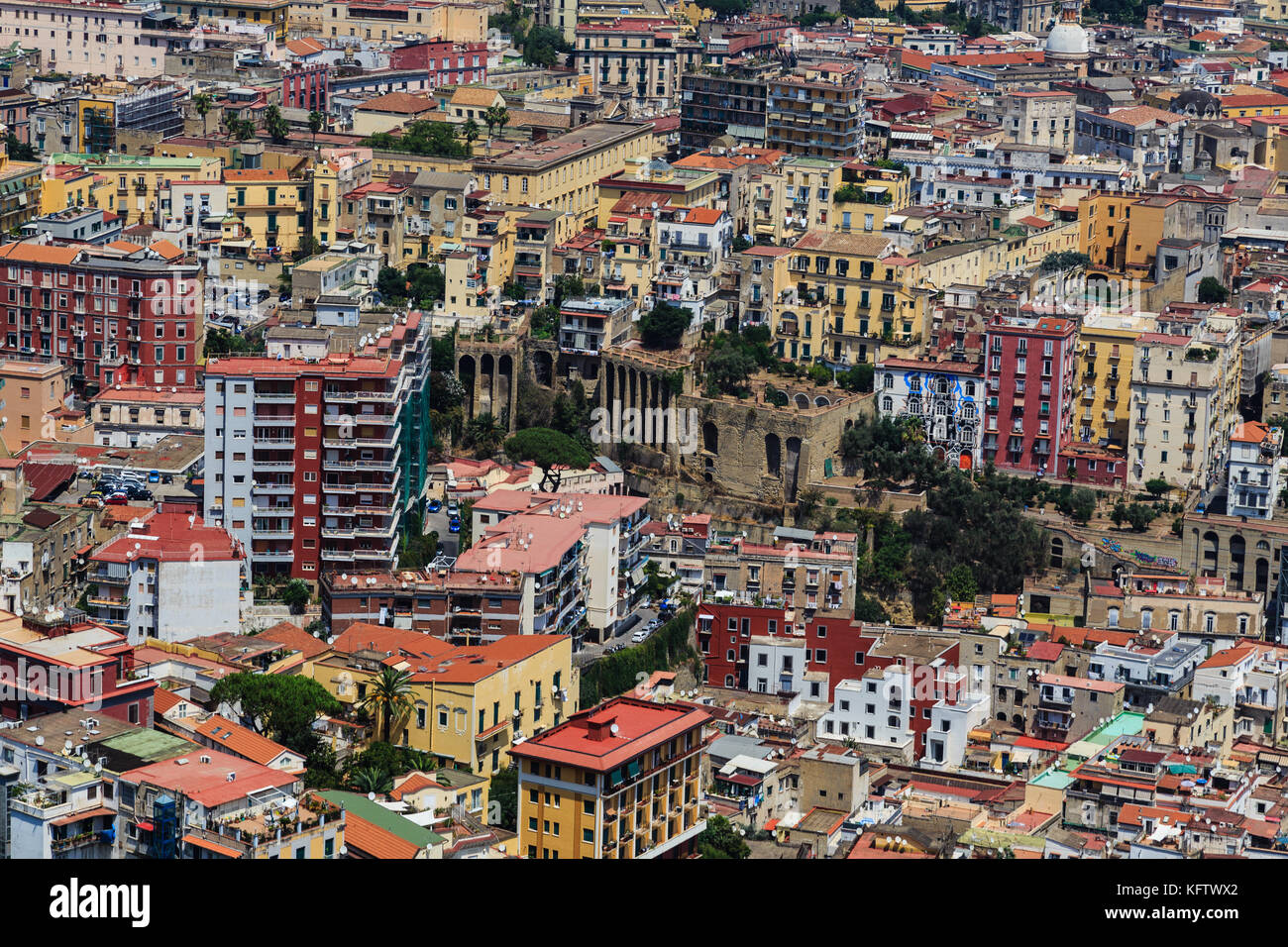 Blick auf die Stadt von Castel Sant'Elmo, Neapel, Italien Stockfoto