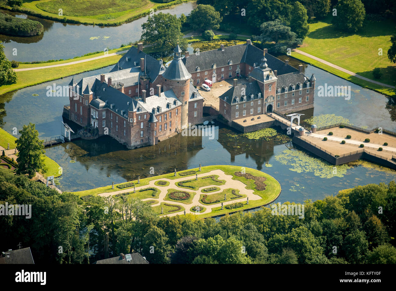 Isselburg, Niederrhein, Romantisch Parkhotel Wasserburg Anholt, Museum Wasserburg Anholt, mit Barockkarten, Wasserschloss Anholt, Isselburg, Nord RHI Stockfoto