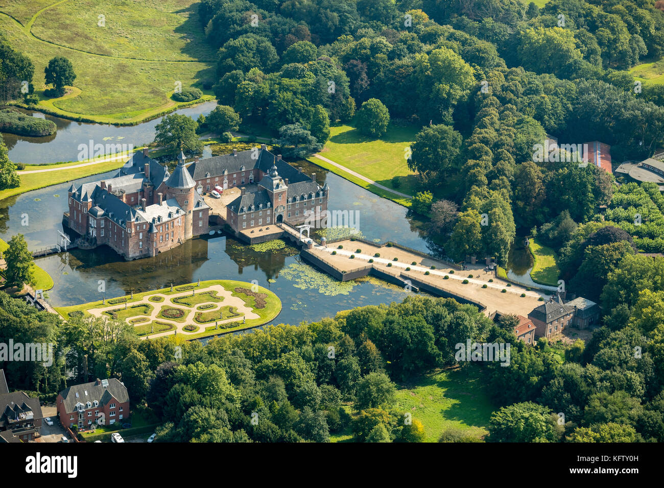 Isselburg, Niederrhein, Romantisch Parkhotel Wasserburg Anholt, Museum Wasserburg Anholt, mit Barockkarten, Wasserschloss Anholt, Isselburg, Nord RHI Stockfoto