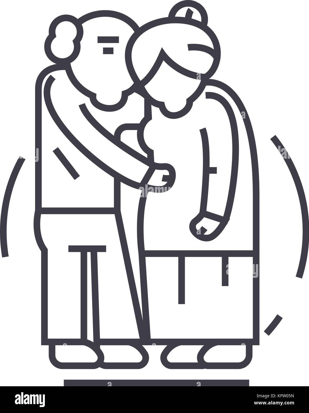 Senior Paar, alte Menschen vektor Symbol Leitung, Zeichen, Abbildung auf Hintergrund, editierbare Anschläge Stock Vektor