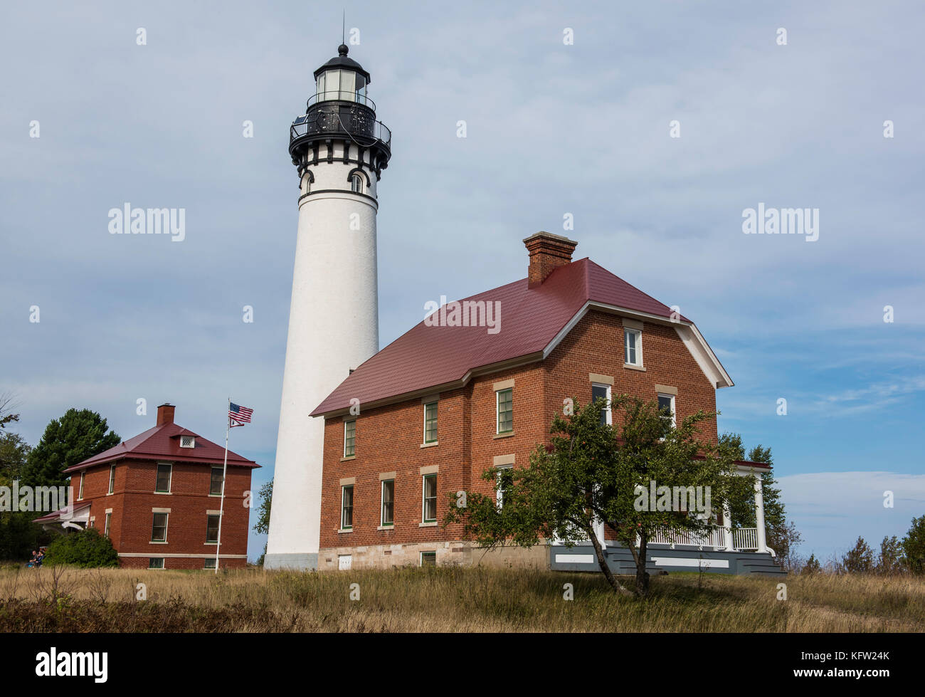 Au Sable Point Lighthouse, dargestellt Rocks National Lakeshore, Michigan, USA von Bruce Montagne/Dembinsky Foto Assoc Stockfoto