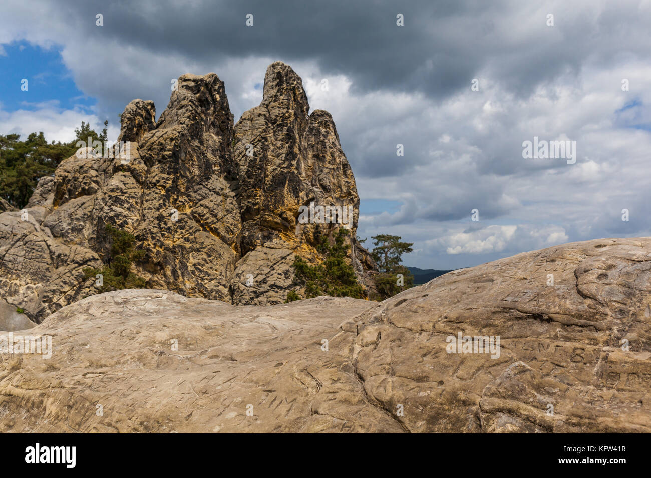 Teufelsmauer-Stieg Harz Stockfoto