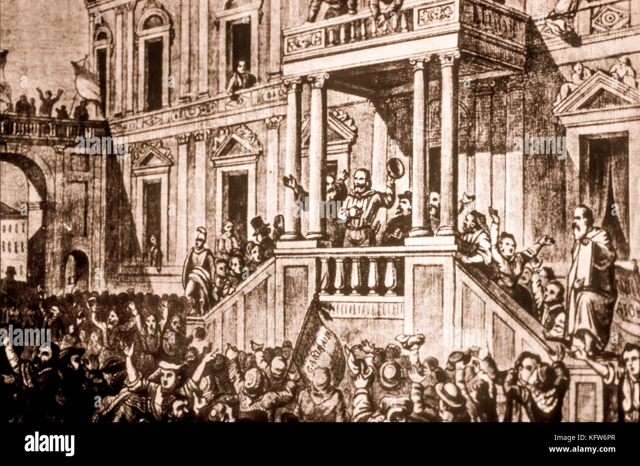 Italien Sizilien Palermo Garibaldi in Palermo 1860 gefeiert Stockfoto