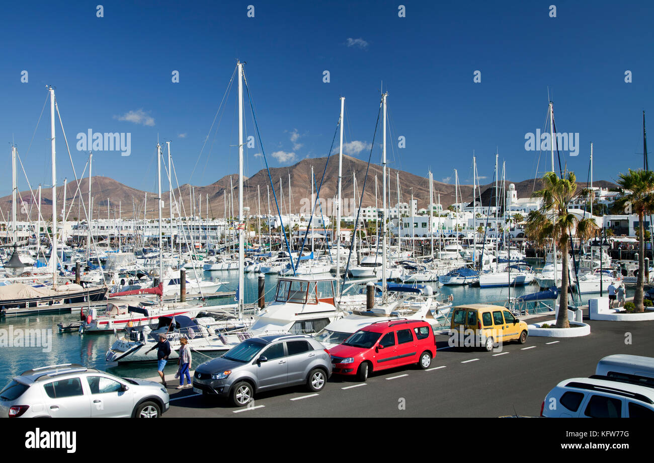 Blick auf den Yachthafen Rubicon, Playa Blanca, Lanzarote Stockfoto