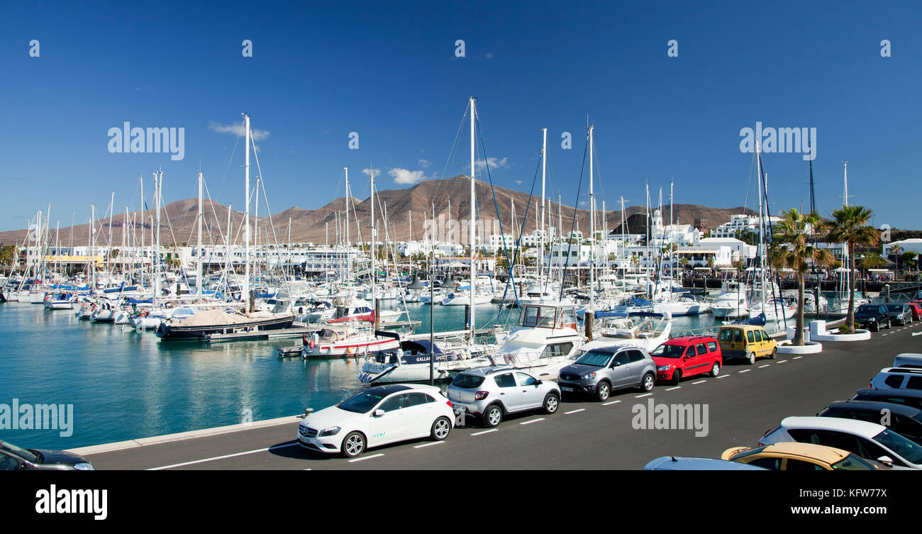 Blick auf den Yachthafen Rubicon, Playa Blanca, Lanzarote Stockfoto