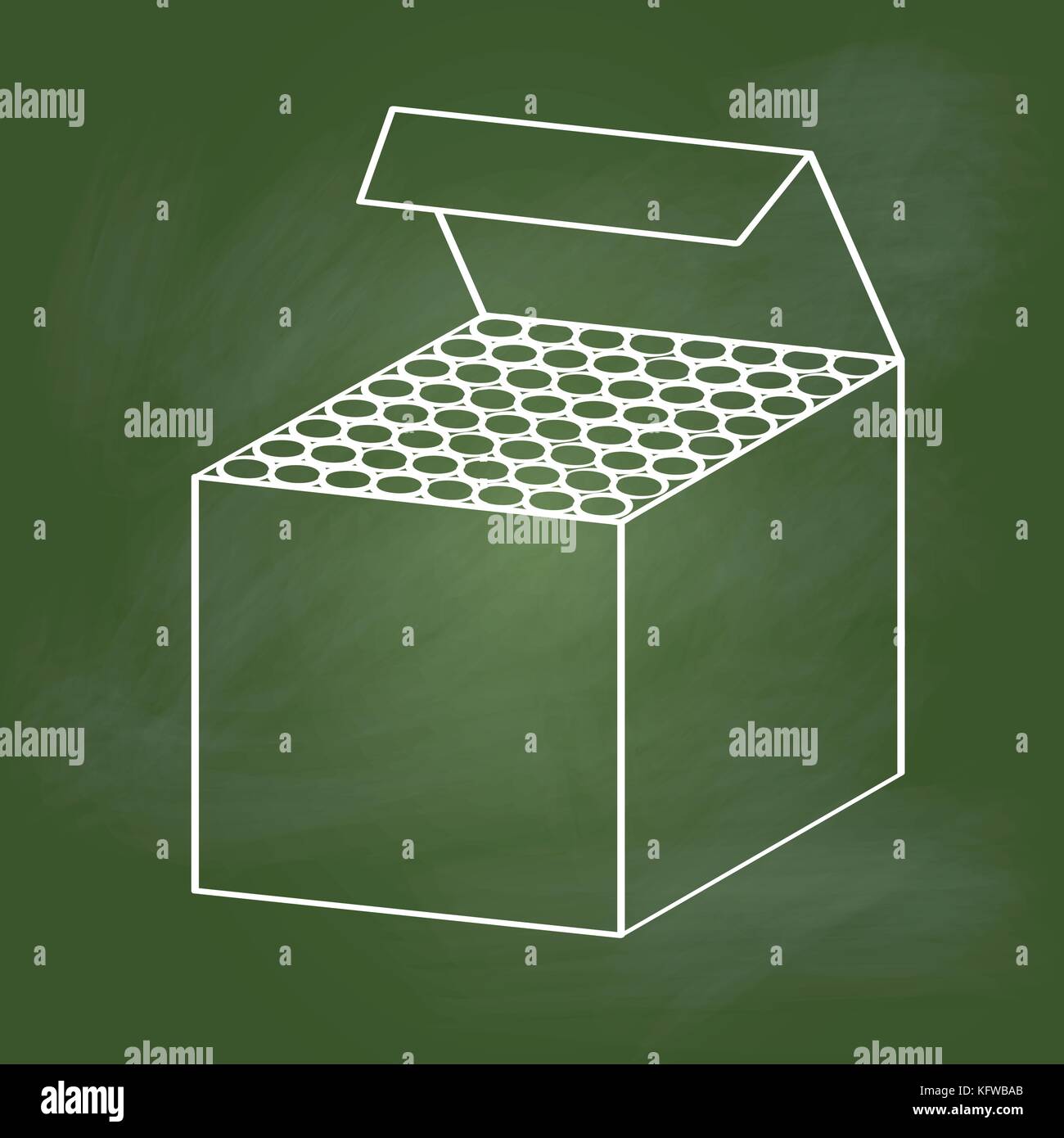Handzeichnung Chalk Box Cartoon, auf strukturierte Green board isoliert. Bildung Konzept, Vector Illustration. Stock Vektor