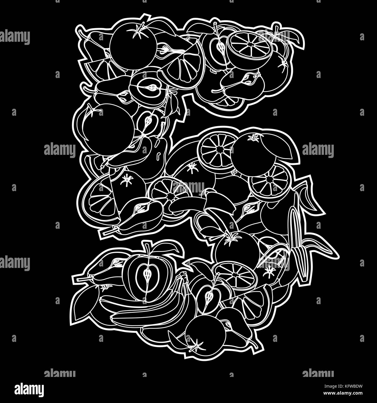 Saftiges Obst in Form von Nummer 5. Stock Vektor
