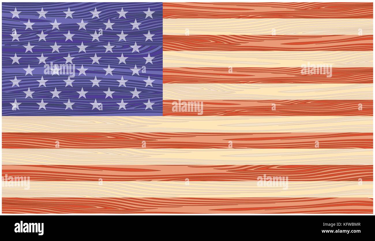 Us Flag auf Holztafeln gemalt. Vector Illustration Stock Vektor