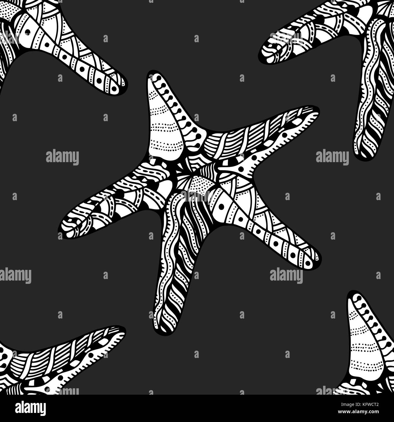 Nahtlose Hintergrund der Seesterne. zentangle Vector Illustration Stock Vektor