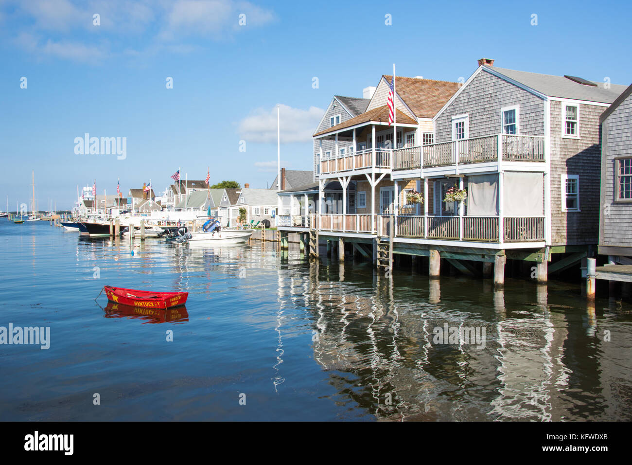 Häuser auf dem Wasser in Nantucket, Massachusetts, USA Stockfoto