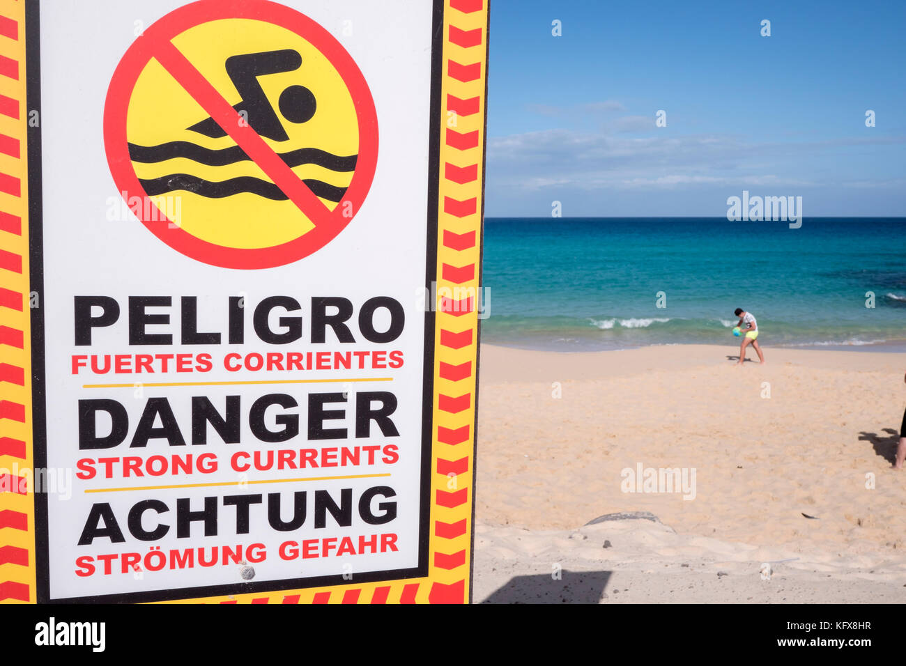 Gefahr Fuerteventura Kanarische Inseln Spanien Stockfoto