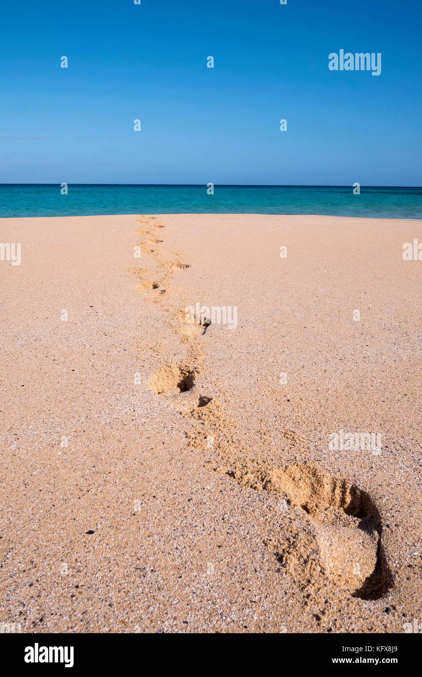 Fußspuren im sand Stockfoto