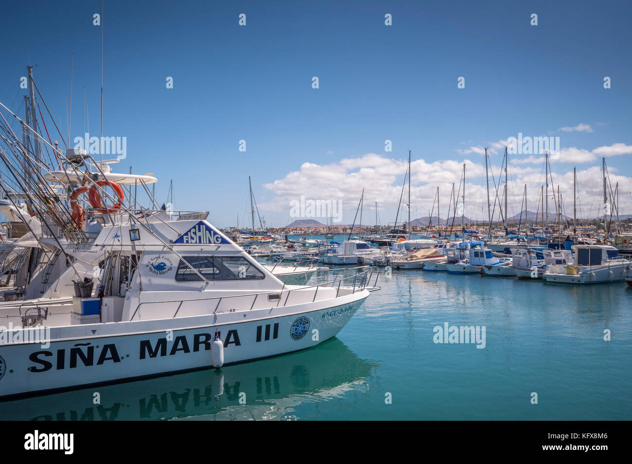 Marina Corralejo La Oliva Fuerteventura Kanarische Inseln Spanien Stockfoto