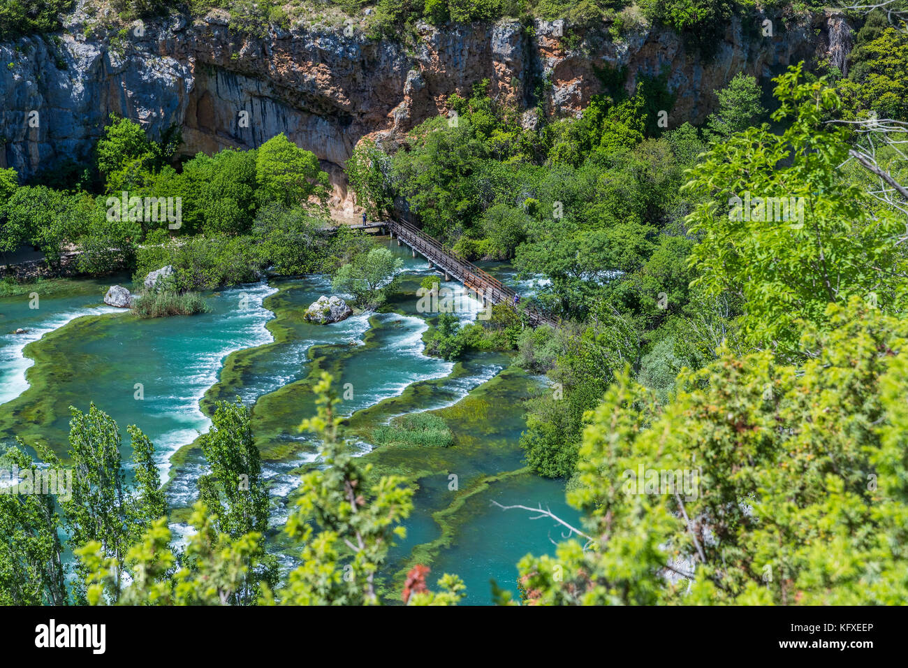 Roški Slap, Nationalpark Krka, Bogatić, Šibensko-Kninska, Dalmatien, Kroatien, Europa. Stockfoto