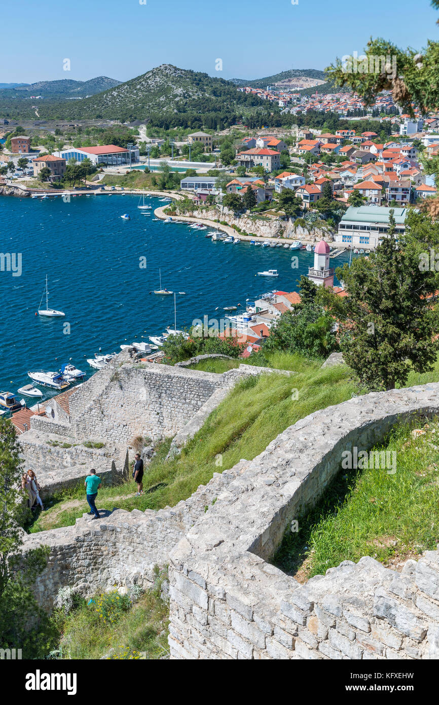 Festung St. Michael, Šibenik, Šibensko-Kninska, Dalmatien, Kroatien, Europa. Stockfoto