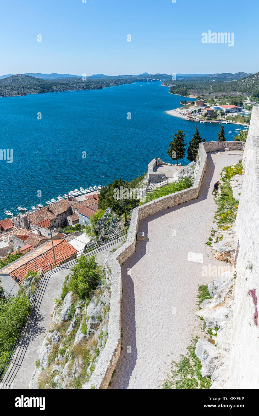 Festung St. Michael, Šibenik, Šibensko-Kninska, Dalmatien, Kroatien, Europa. Stockfoto