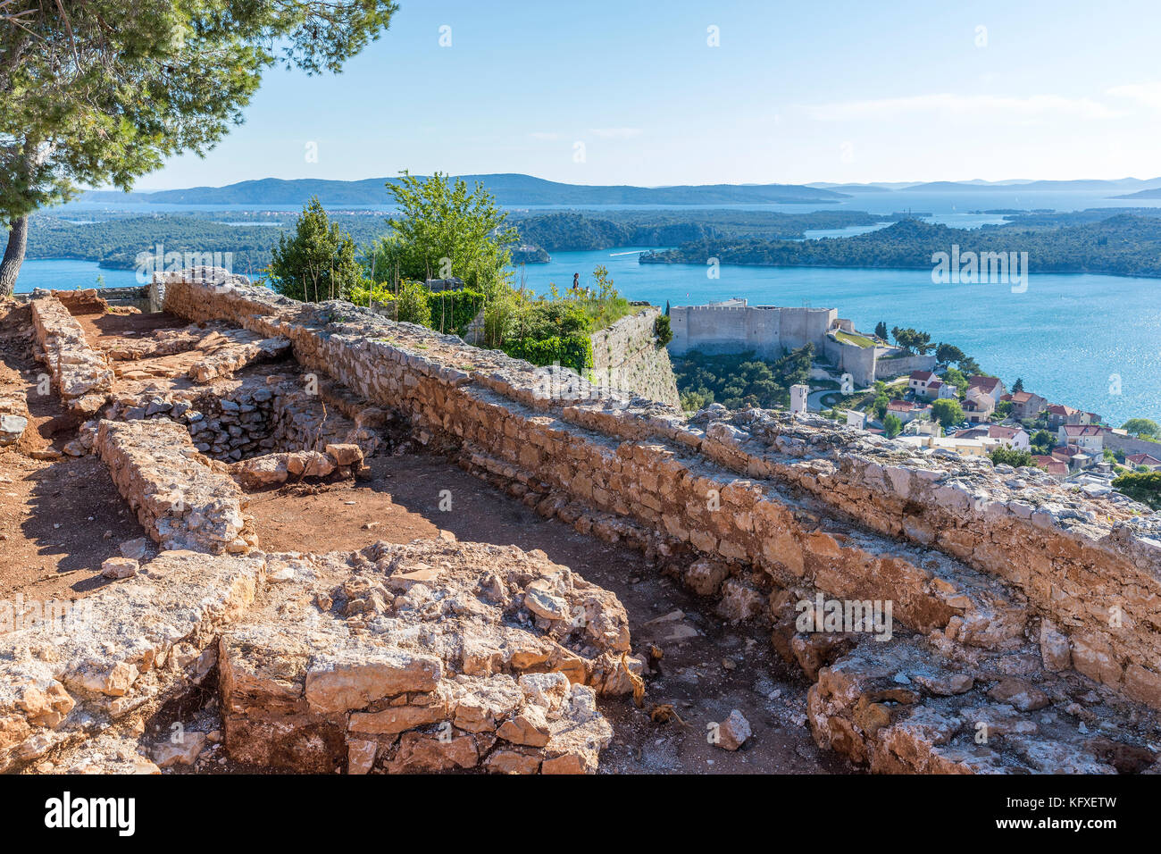 Festung St. Johannes, Šibenik, Šibensko-Kninska, Dalmatien, Kroatien, Europa. Stockfoto